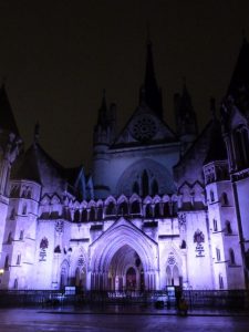 Royal Court of Justice at night